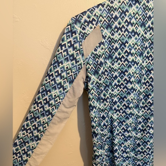 Ariat Ladies Sunstopper 2.0 1/4 Zip Baselayer Shirt Blue Geometric Design XS - Picture 12 of 12